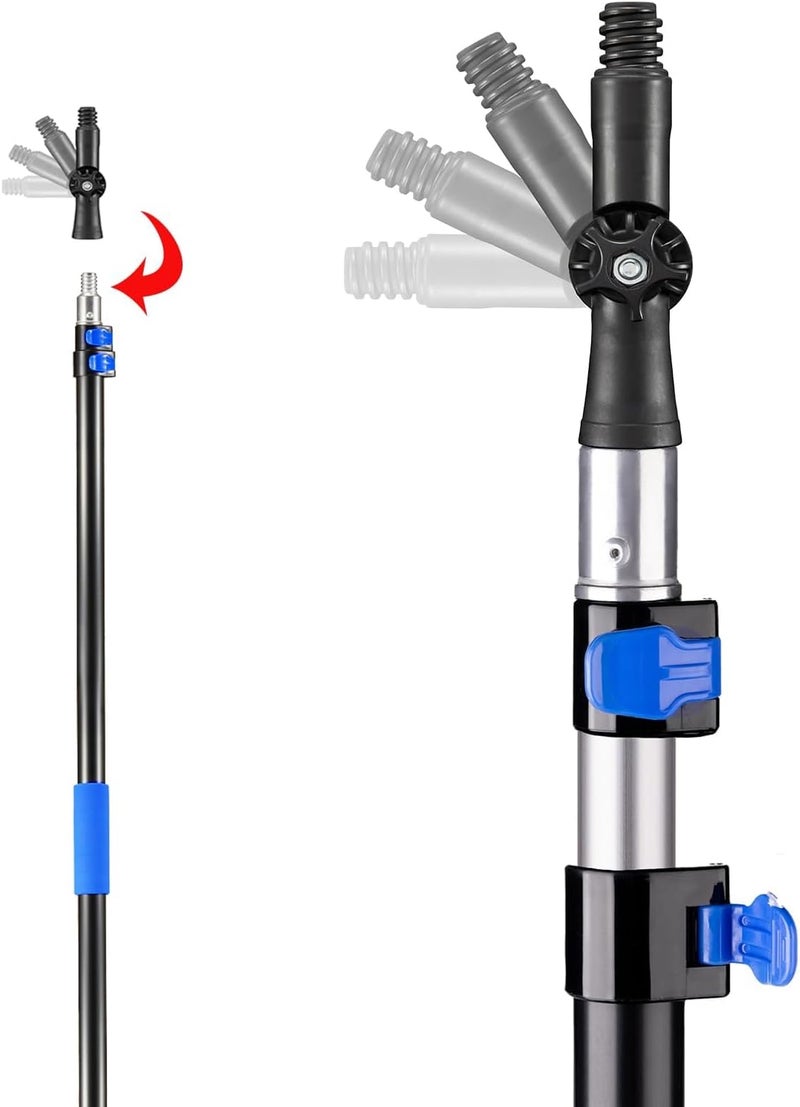 Hicavar 5-12 Ft Telescoping Paint Roller Extension Pole with Angle Adaptor - Image 2
